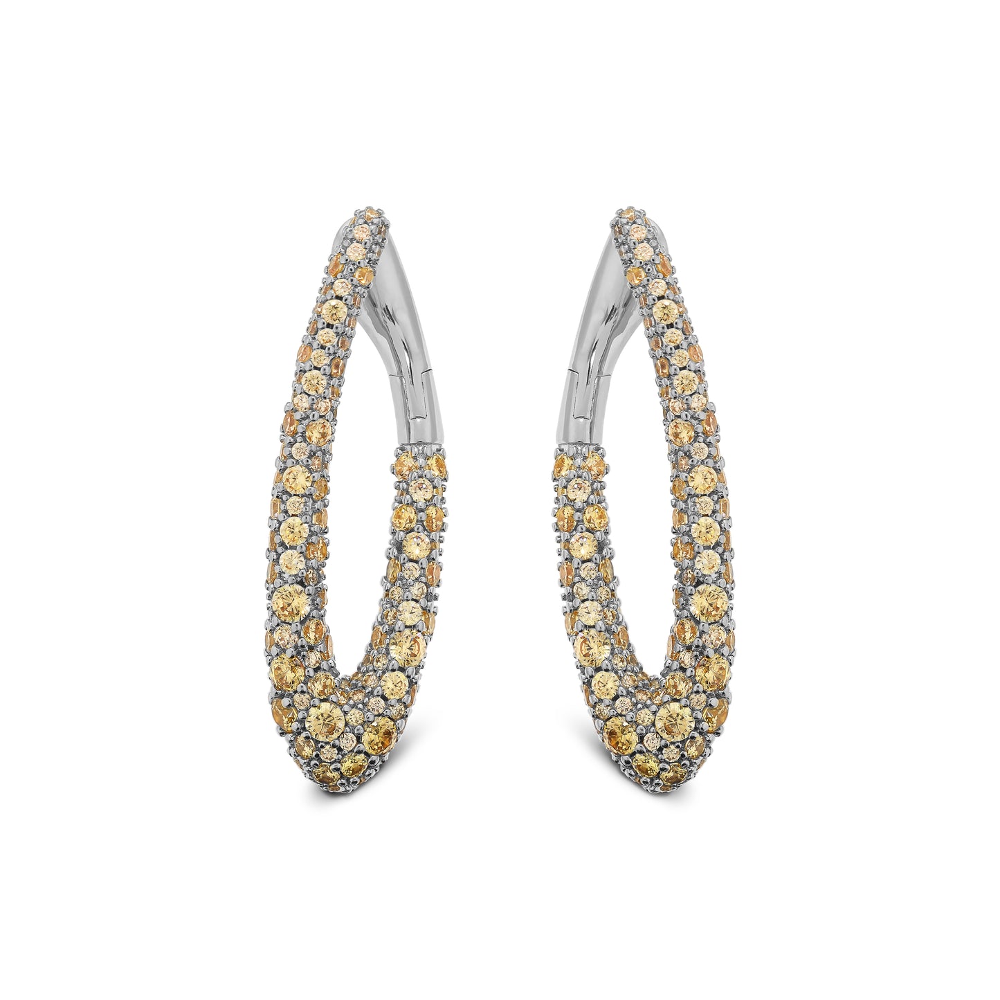 Boucles d'oreilles ovales blanches en zircone cubique pavée