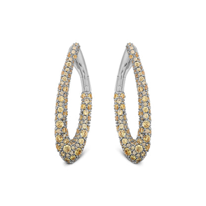 Boucles d'oreilles ovales blanches en zircone cubique pavée