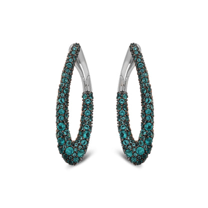 Boucles d'oreilles ovales blanches en zircone cubique pavée