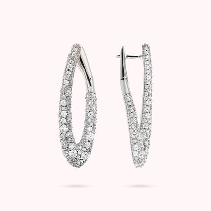 Boucles d'oreilles ovales blanches en zircone cubique pavée