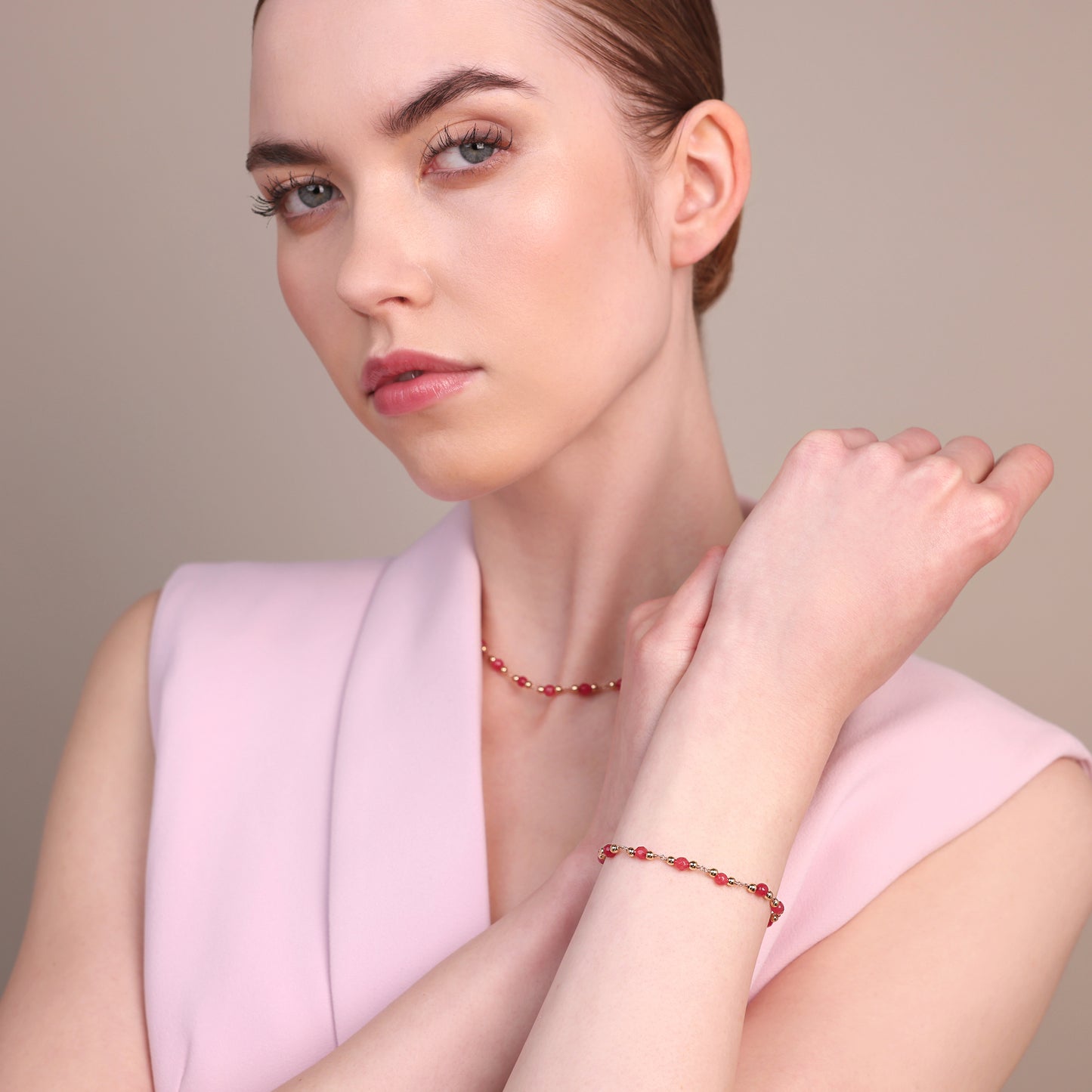 Bracelet chapelet avec pierres naturelles à facettes
