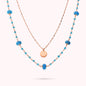 Collier chapelet à plusieurs rangs avec pendentif en apatite bleue et disque