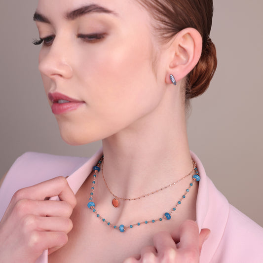 Collana Rosario Multifilo con Apatite Blu e Pendente a Disco