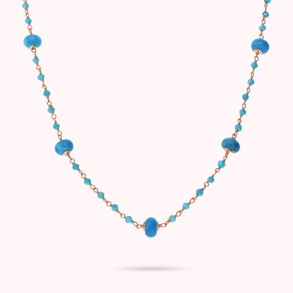 Collier rosaire avec pierre naturelle Apatite bleue