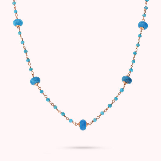 Collana Rosario con Pietra Naturale Apatite Blu