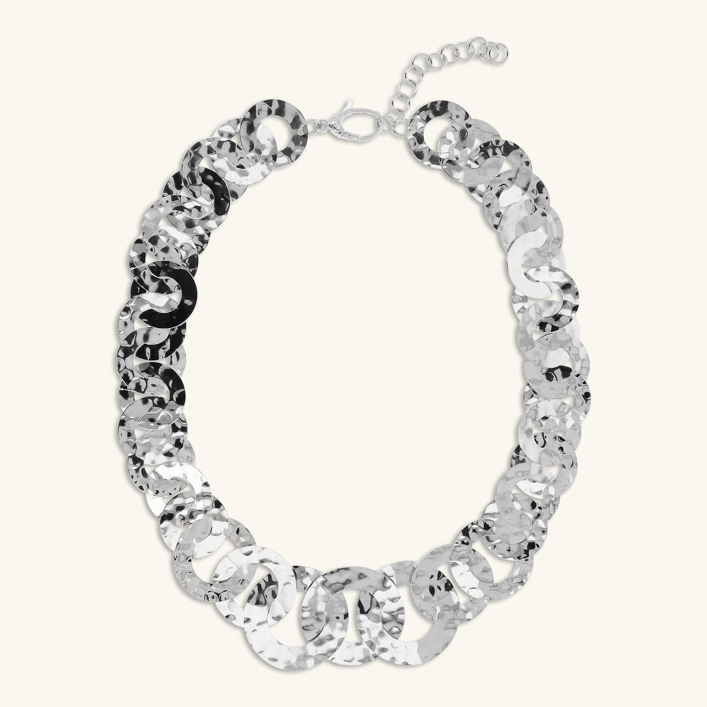 Collana Graduata con Maglie a Disco Martellate