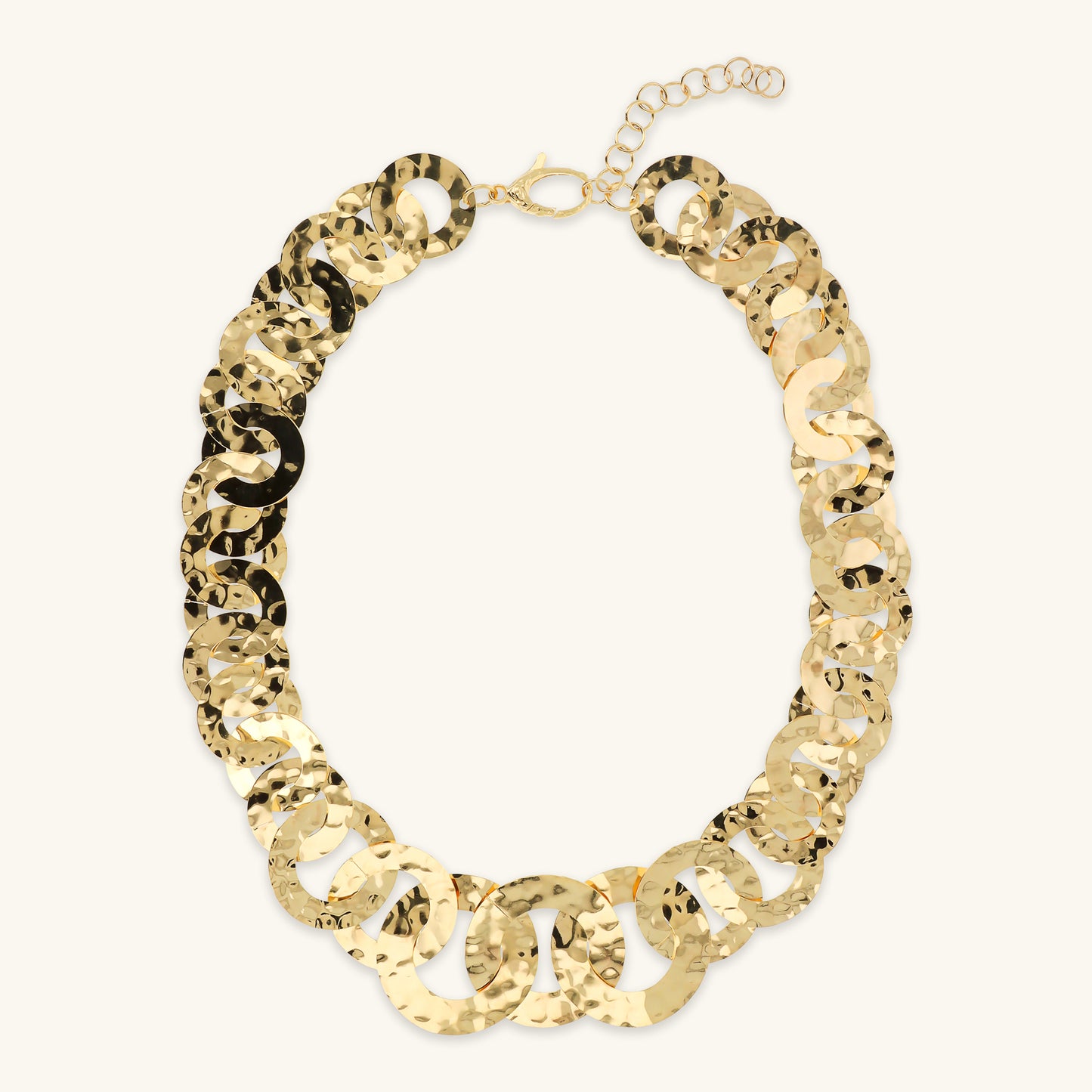 Collana Graduata con Maglie a Disco Martellate