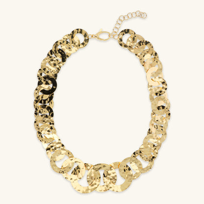 Collana Graduata con Maglie a Disco Martellate