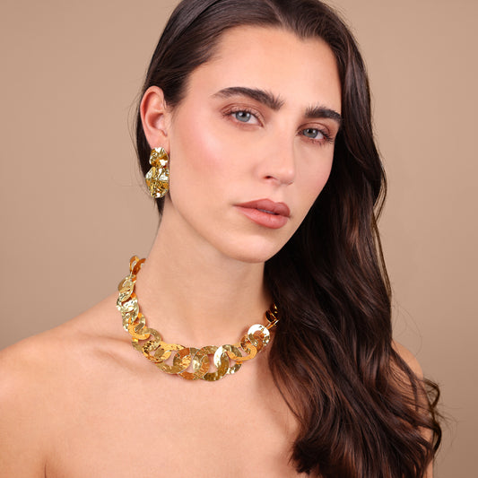 Collana Graduata con Maglie a Disco Martellate