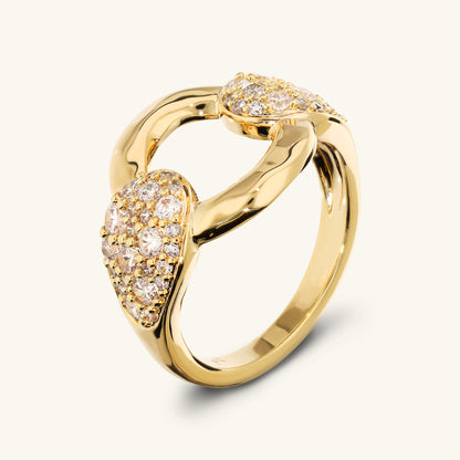 Ring mit gehämmertem Band und Pavé aus Zirkonia