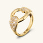 Ring mit gehämmertem Band und Pavé aus Zirkonia