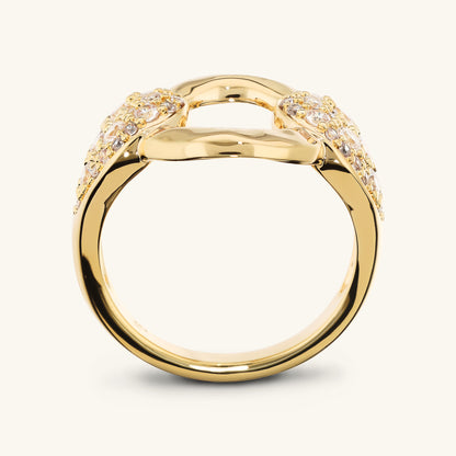 Ring mit gehämmertem Band und Pavé aus Zirkonia
