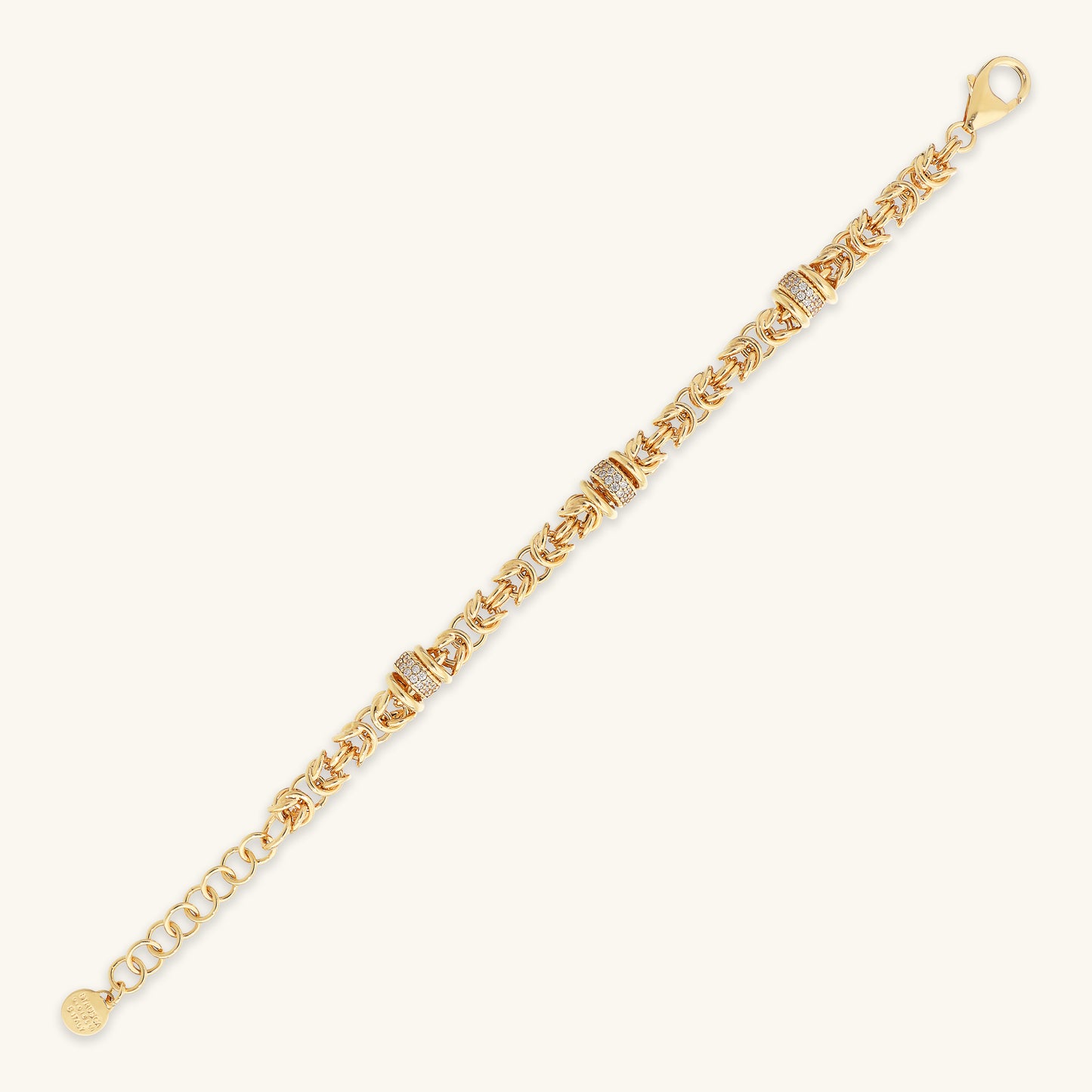 Bracciale Catena Bizantina con Rondelle in Pavé di Cubic Zirconia
