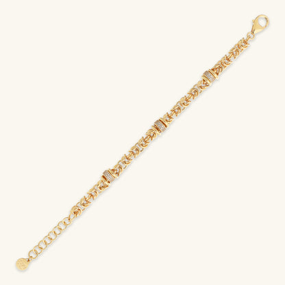 Bracciale Catena Bizantina con Rondelle in Pavé di Cubic Zirconia