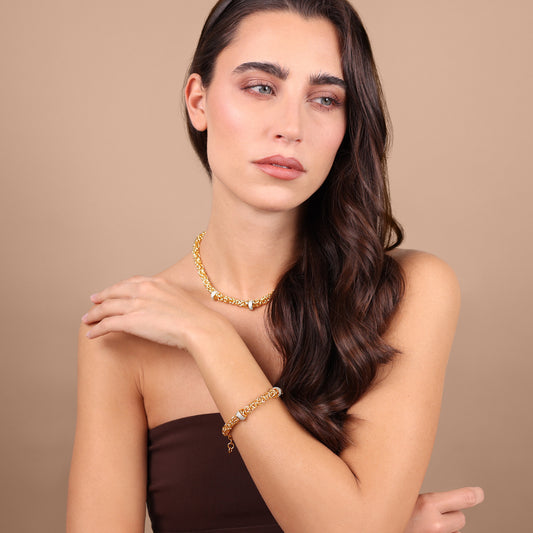Bracciale Catena Bizantina con Rondelle in Pavé di Cubic Zirconia