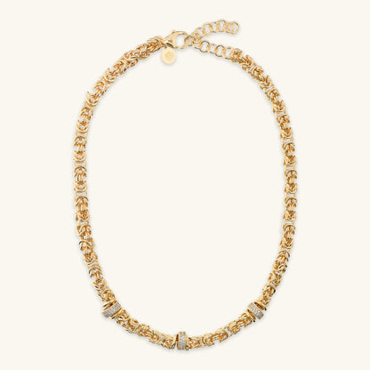 Collana Girocollo Catena Bizantina con Rondelle in Pavé di Cubic Zirconia