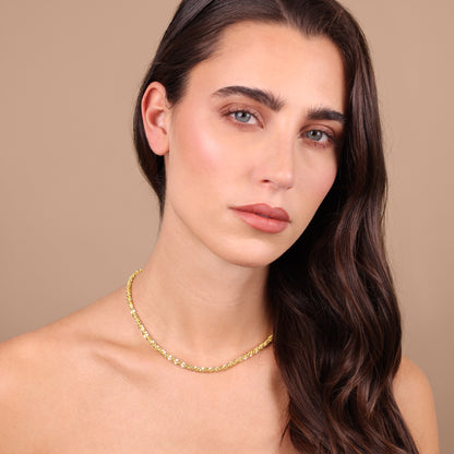 Collier ras du cou en chaîne marguerite avec diamants