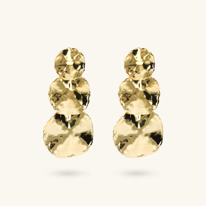 Boucles d'oreilles pendantes à disque gradué martelé