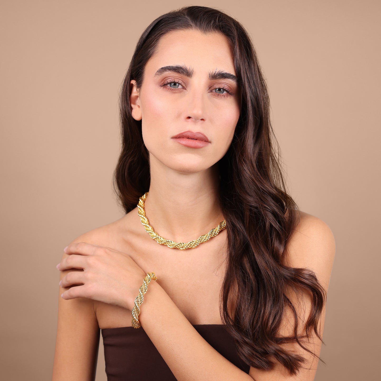 Collana Girocollo Doppia Catena Corda