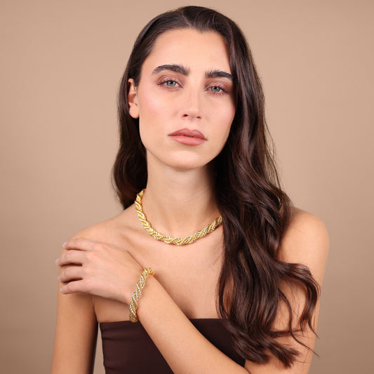 Collana Girocollo Doppia Catena Corda