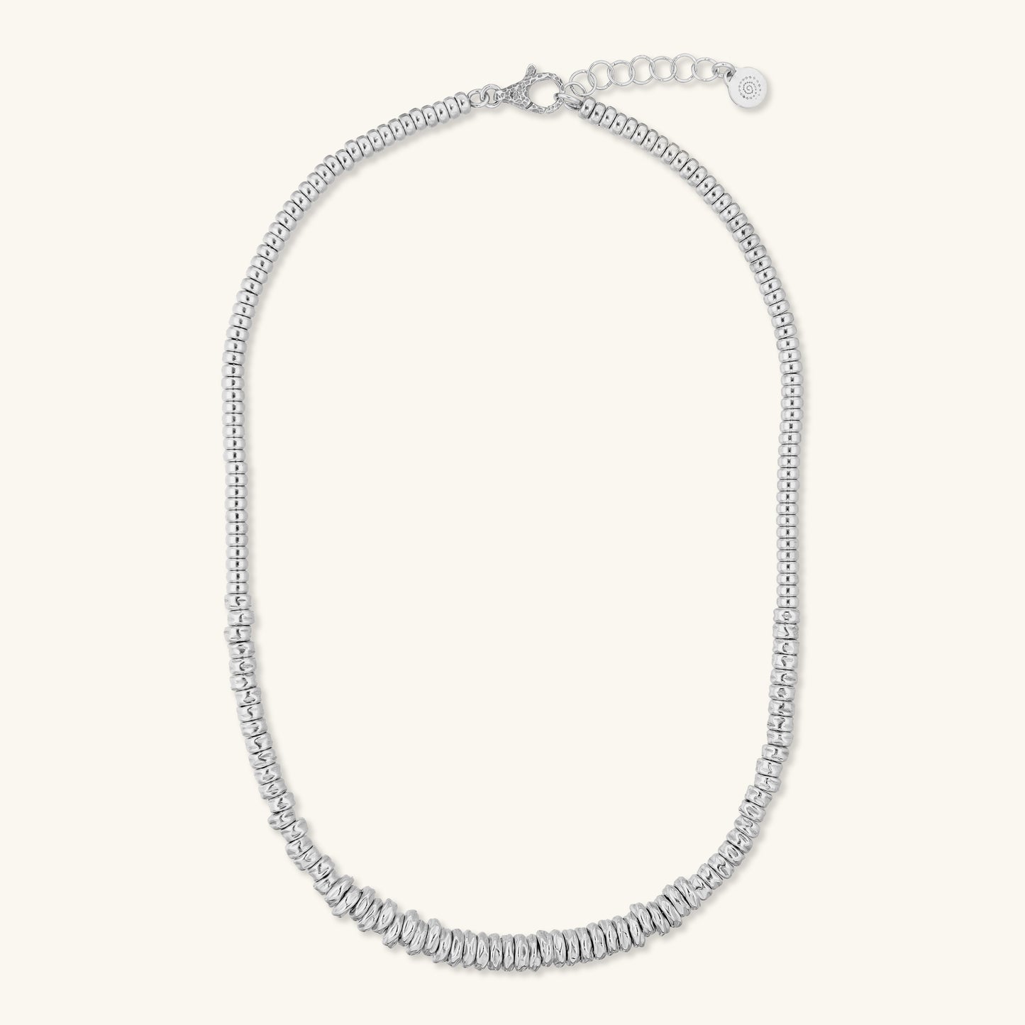 Collana Girocollo con Rondelle Martellate e Sfere Lucide