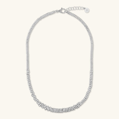 Collana Girocollo con Rondelle Martellate e Sfere Lucide