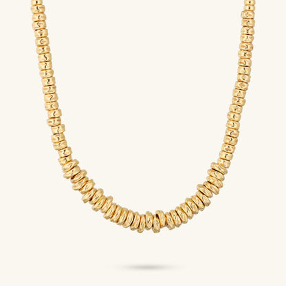 Collana Girocollo con Rondelle Martellate e Sfere Lucide