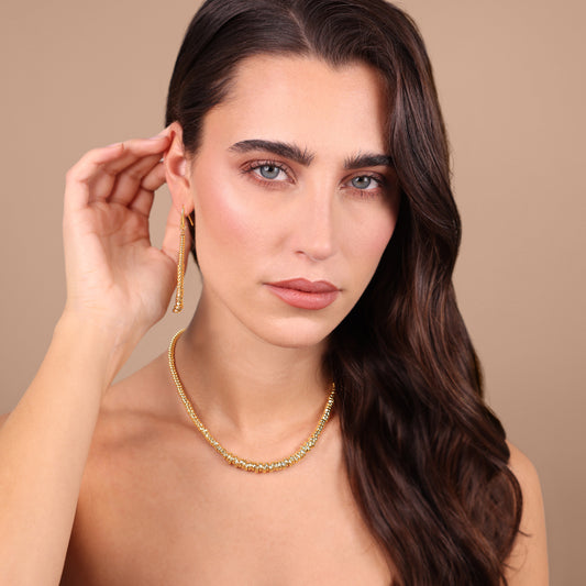 Collana Girocollo con Rondelle Martellate e Sfere Lucide