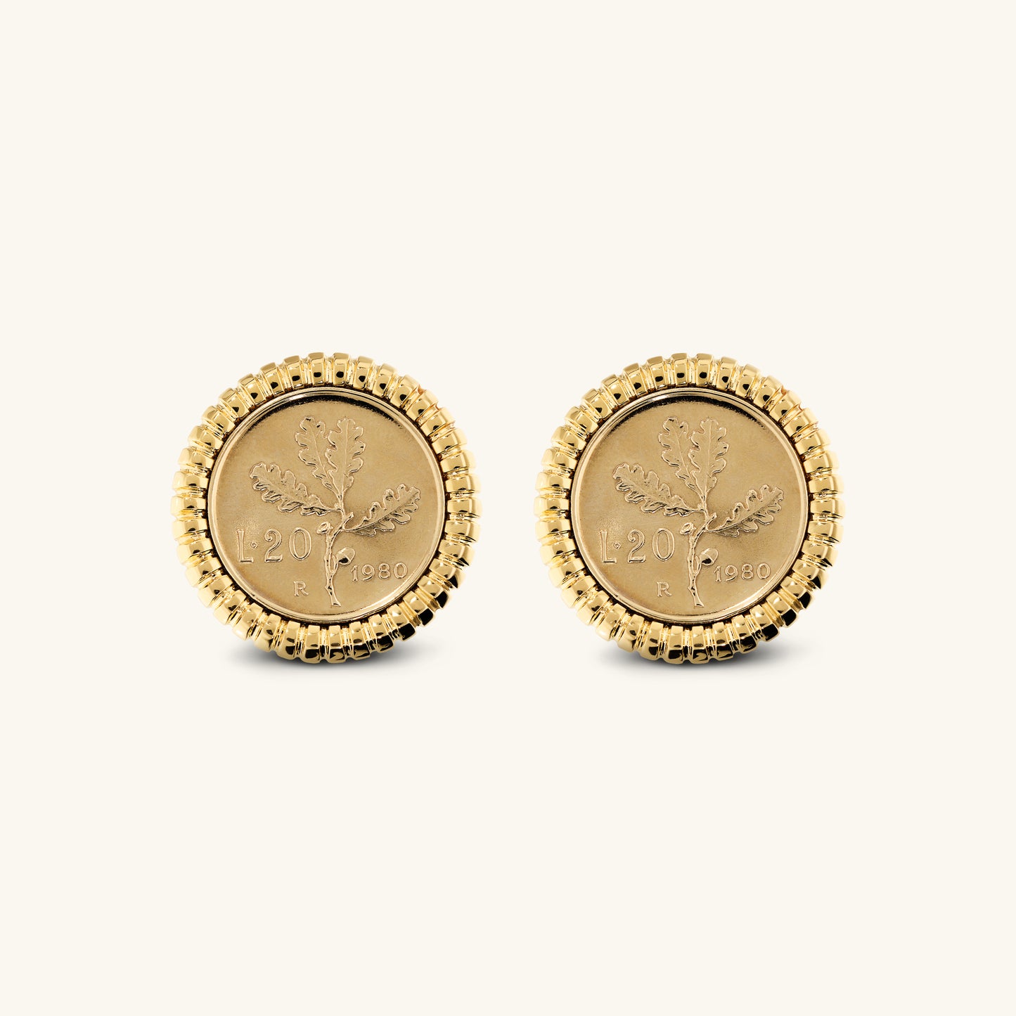 Boucles d'oreilles à tige en forme de pièce de monnaie à texture rayée
