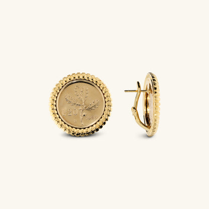 Boucles d'oreilles à tige en forme de pièce de monnaie à texture rayée