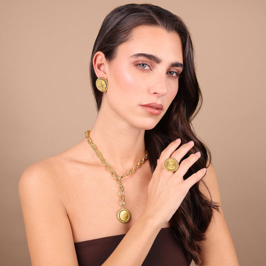 Boucles d'oreilles à tige en forme de pièce de monnaie à texture rayée