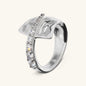 Bague martelée Contrarié avec pavé de zircones cubiques