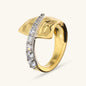 Bague martelée Contrarié avec pavé de zircones cubiques