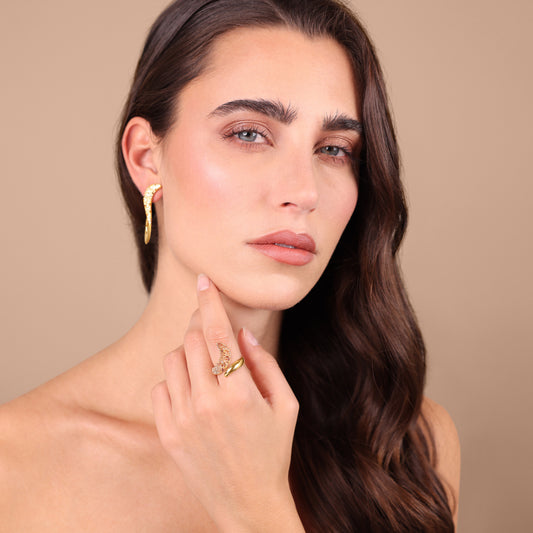 Bague Contrarié Onda avec pavé de zircones cubiques