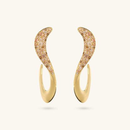 Boucles d'oreilles pendantes Wave avec pavé de zircones cubiques
