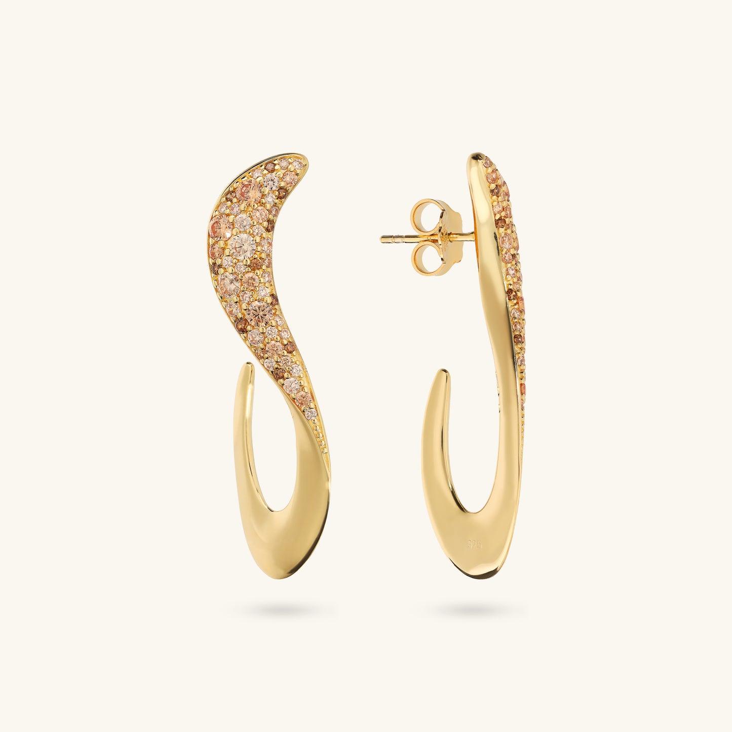 Boucles d'oreilles pendantes Wave avec pavé de zircones cubiques
