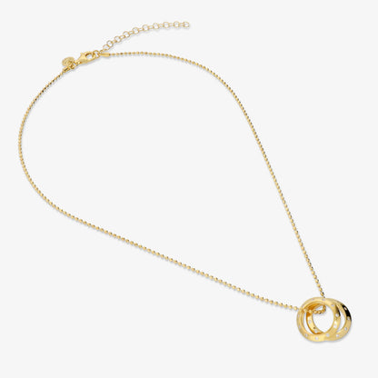 Collana in Argento 925 placcato Oro Giallo 18Kt con Doppio Pendente ad Anello
