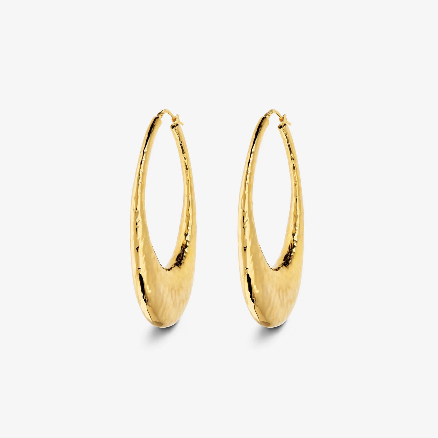 Orecchini a Cerchio Grandi Martellati in Argento 925 placcato Oro Giallo 18Kt